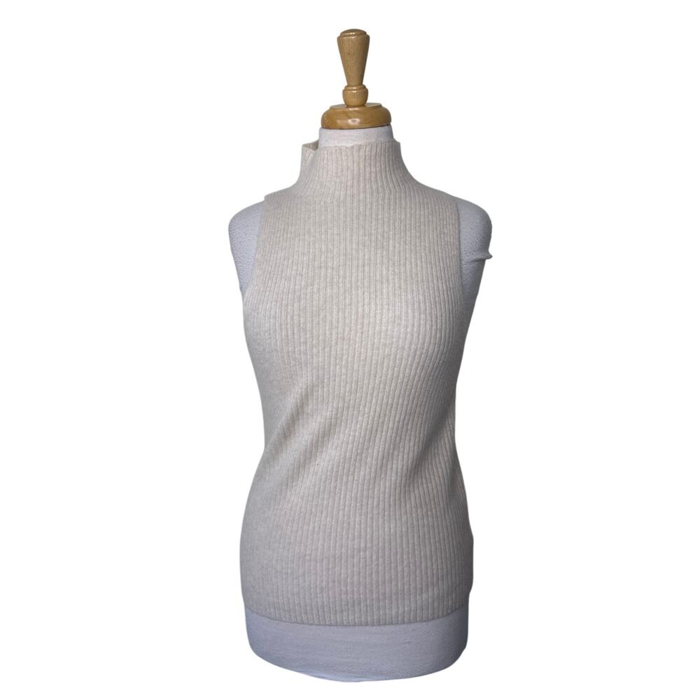 Anthropologie Maeve 100% Cashmere Sleeveless Turtleneck Tan Size Medium